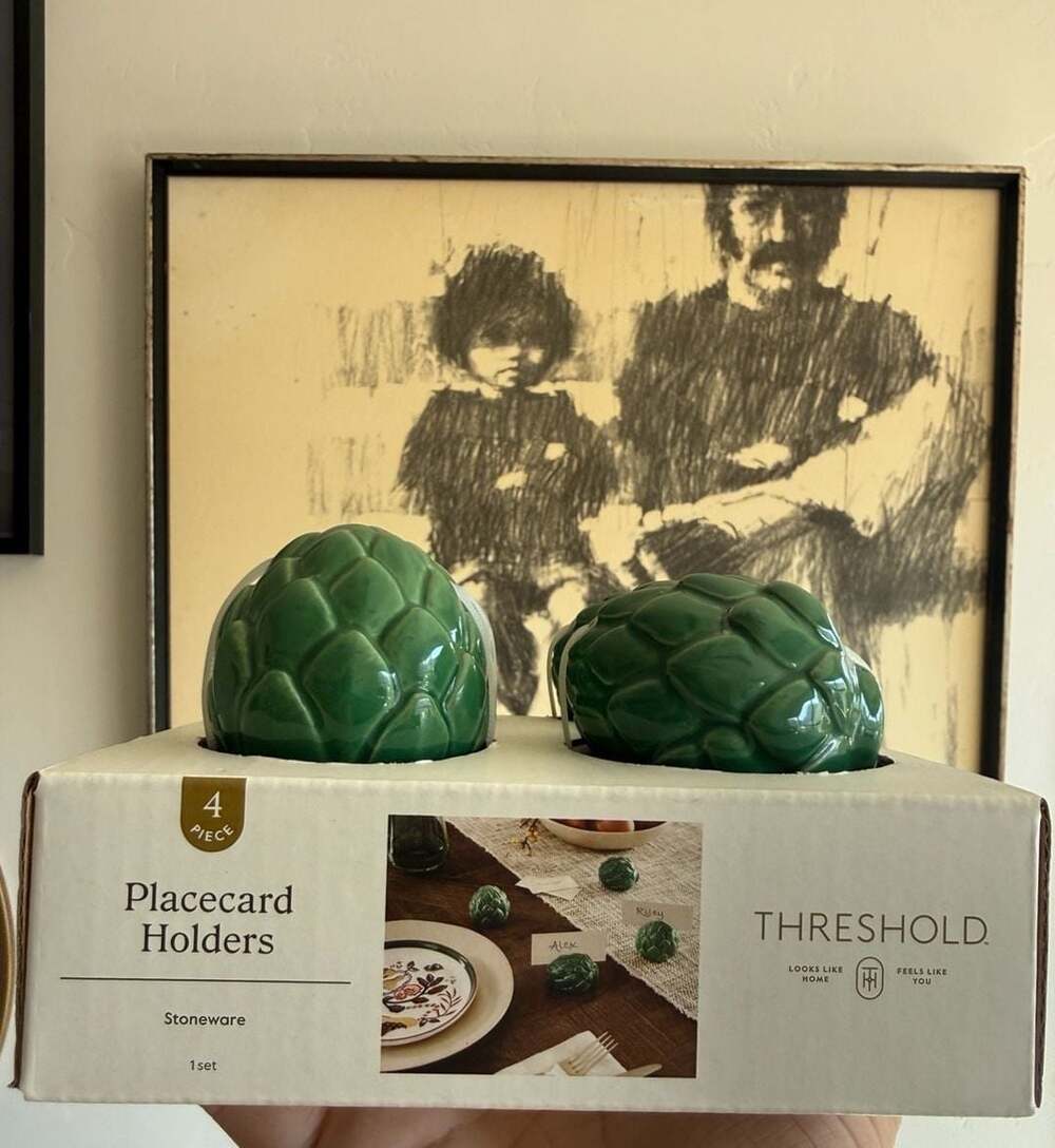 Threshold 4 Piece Green Artichoke Stoneware Placecard Holders Set
